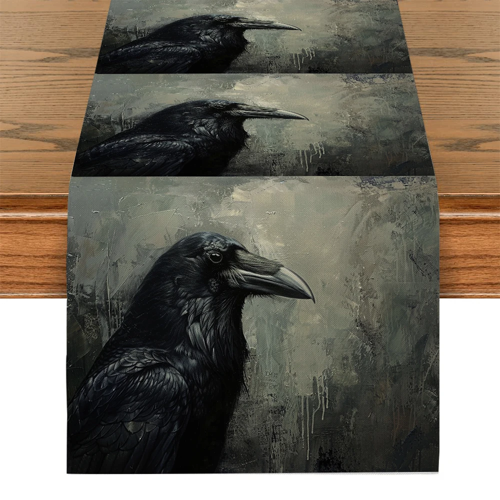 Crow Watercolor Rock Table Runners Dresser Table Decor Reusable Kitchen Dining Table Runner Party Decor