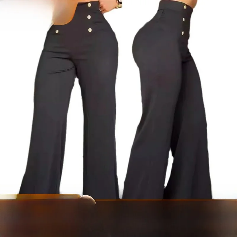 Uitlopende broek met dubbele rij knopen EuroAmerican Faion 2025 Casual broek Middelhoge taille Ander materiaal 00%