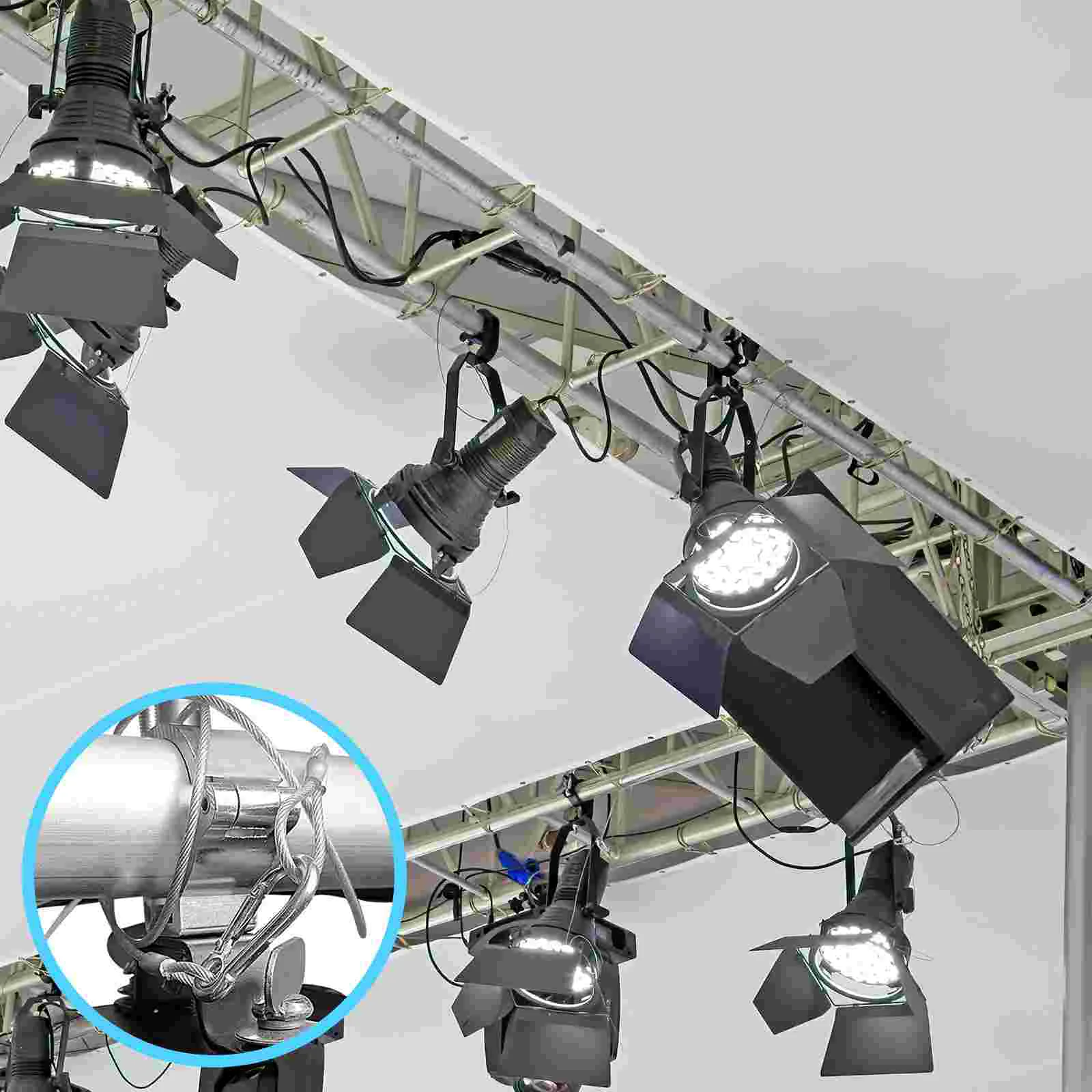 4 pces bloqueio de cabo de segurança de aço inoxidável 2.0mm de espessura 480mm corda de segurança resistente para luz de palco pendurado bagagem