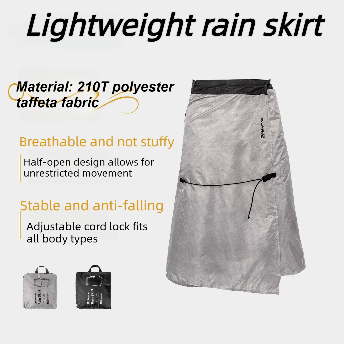 

Lightweight Waterproof Rain Skirt PU5000+ 210T Taffeta Portable Outdoor Half Body Rain Cover for Hiking Camping Trekking
