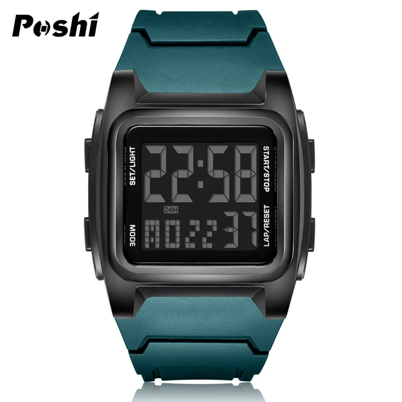 POSHI Outdoor Sport Watch for Man Luxury Stopwatch Luminous with Date Week Digital Wristwatch Waterproof Original Men\'s Watches