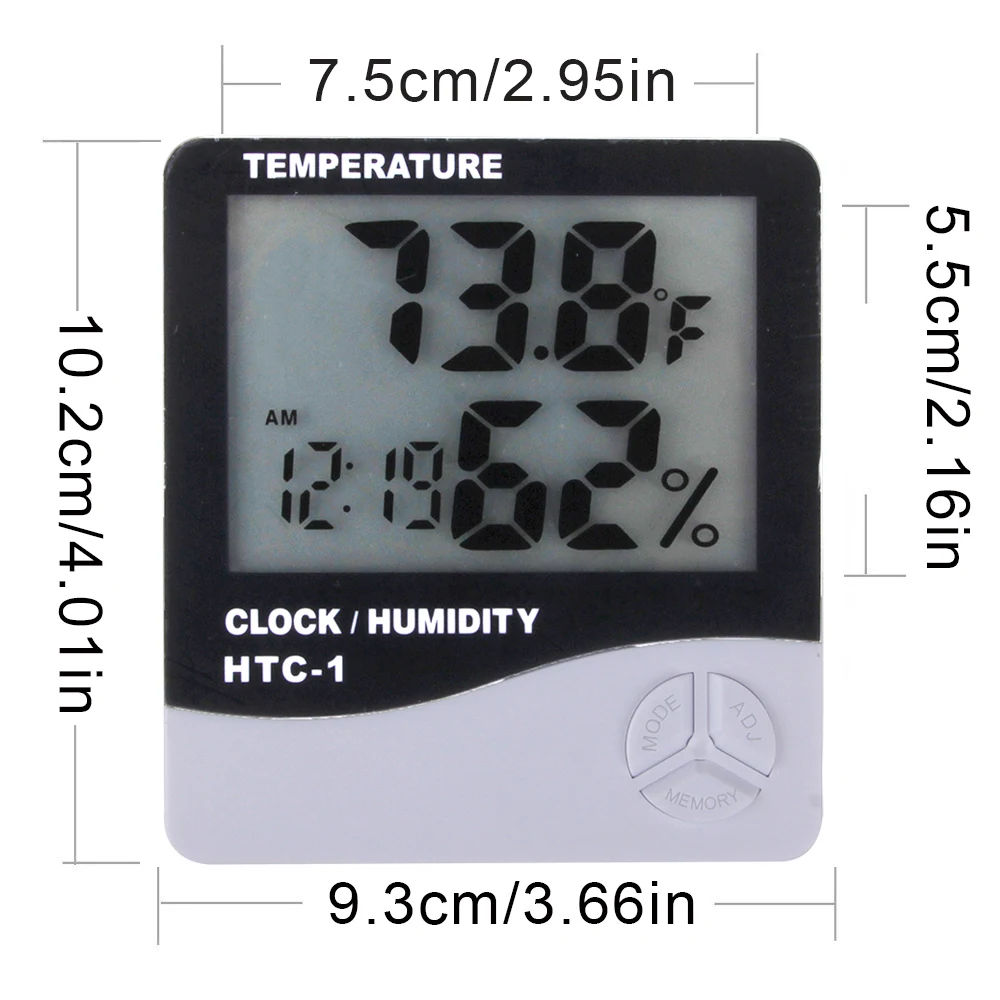 Lash Grafting LCD Digital Thermometer Hygrometer Temperature Humidity Tester Weather Station Clock Eyelash Extension Makeup Tool