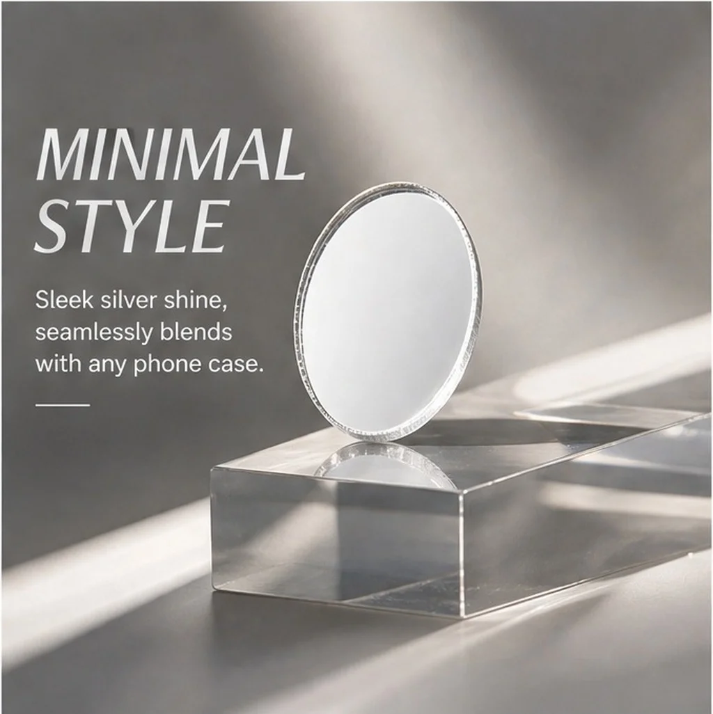 5Pcs Phone Mirror Decal Adhesive Acrylic Compact Circle Sticker for Smartphone Back Stick-on Makeup Touch-Up Travel Pocket