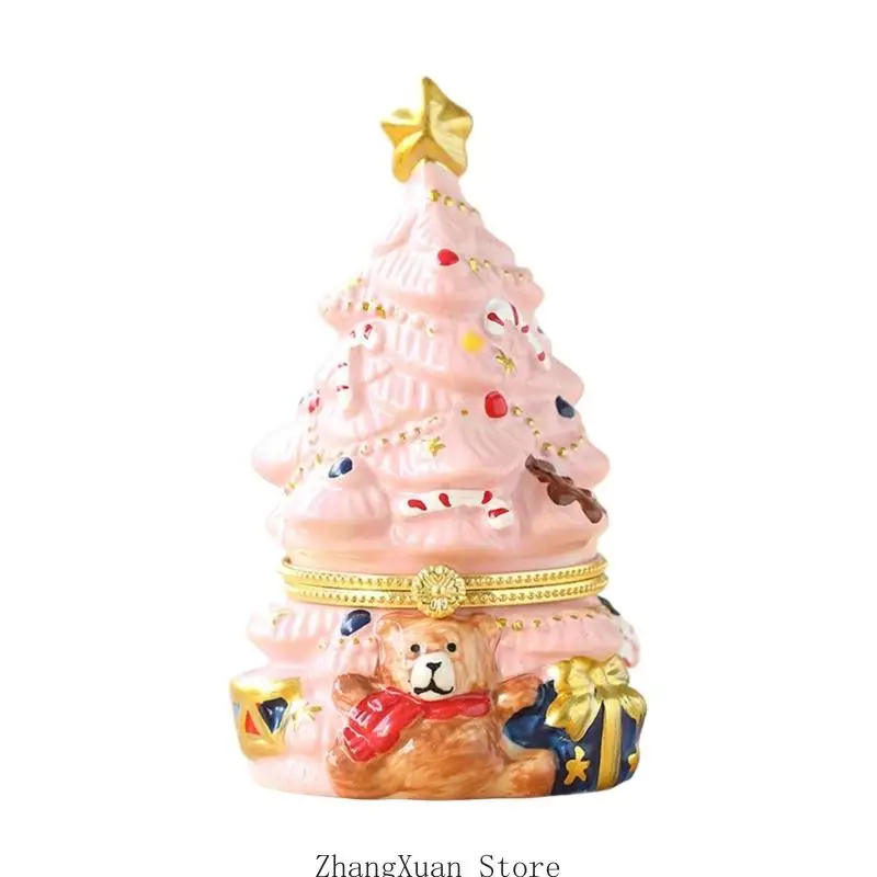 Weihnachtsbaumförmiger Keramik-Schmuckhalter mit erhabenem Festtagsdetail 3XUF – Detail 5