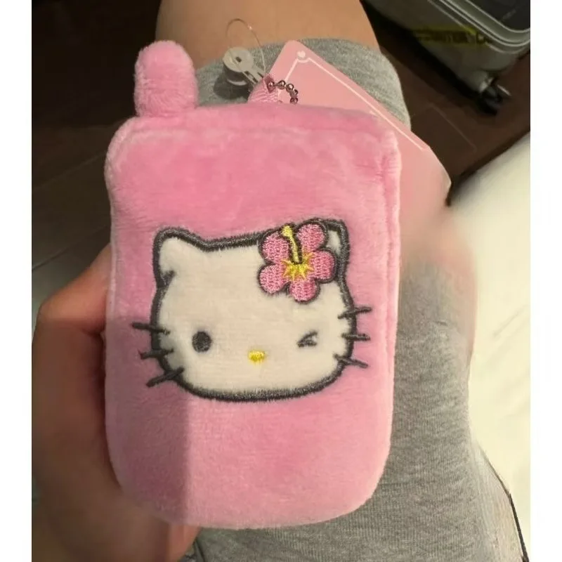 

Sanrio mobile phone pendant doll cute hello kitty mini retro flip mobile phone mirror pendant keychain animation Japanese