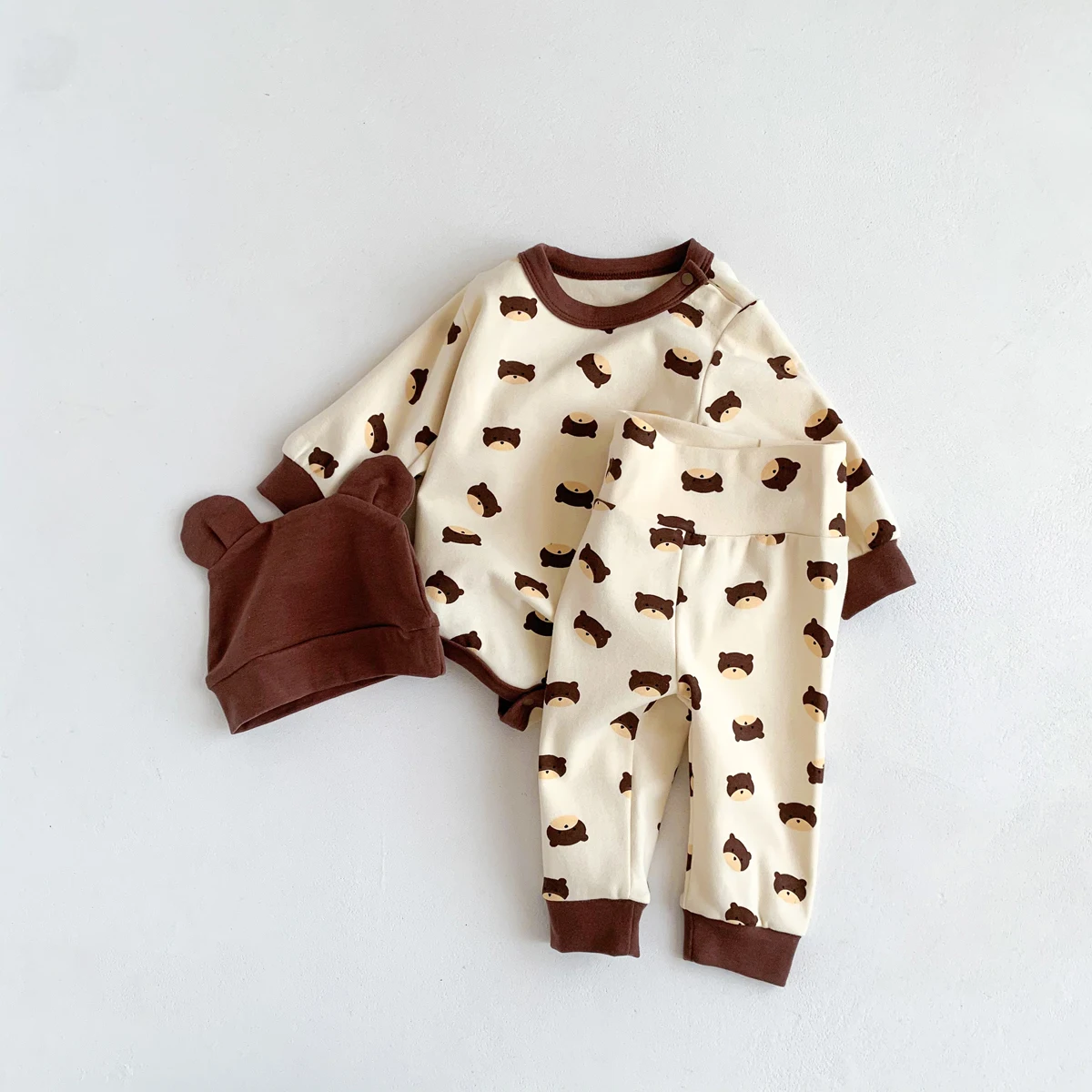 2024 Spring Baby Boys Girls Clothes Cotton Long Sleeved Top + Pant + Hat Three Piece Set Baby 0-2 Years Old Newborn Suit