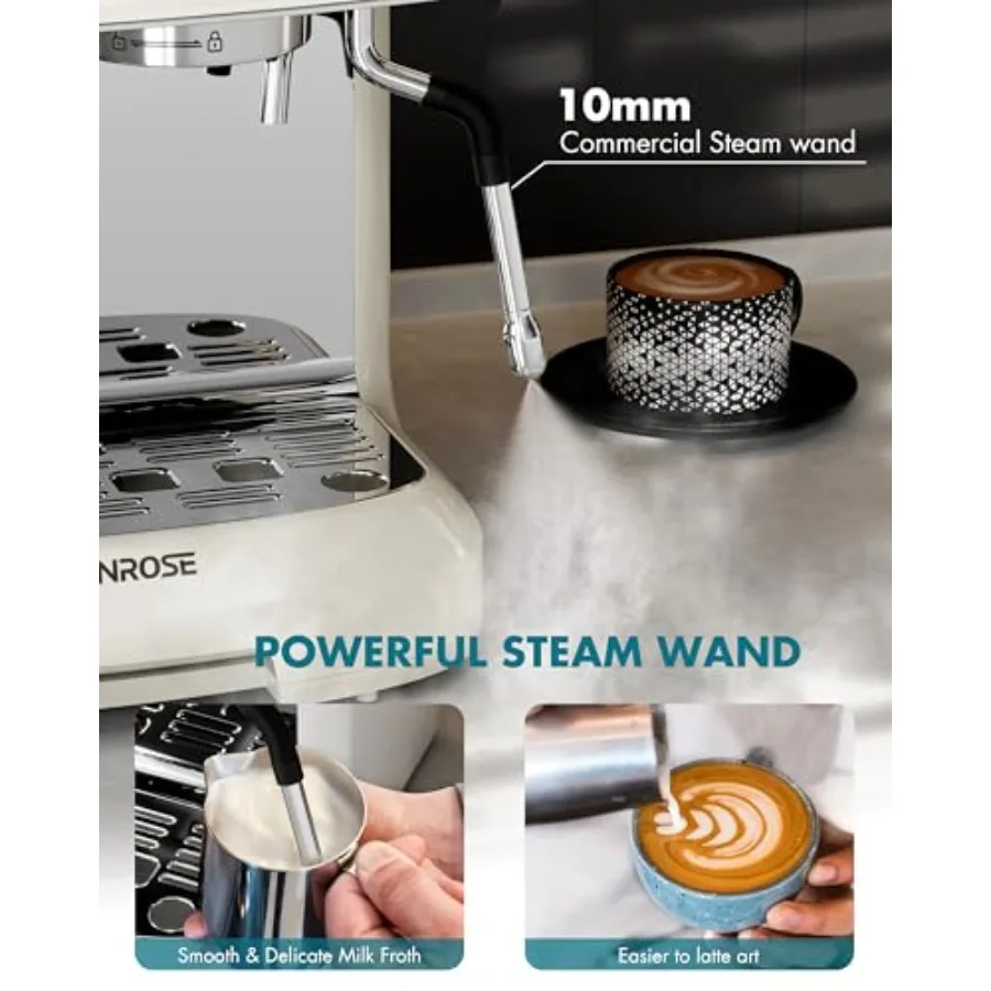Máquina de café expreso profesional con molinillo incorporado y presión de 20 barras para uso doméstico, incluye espuma de leche, varita de vapor para Crafti