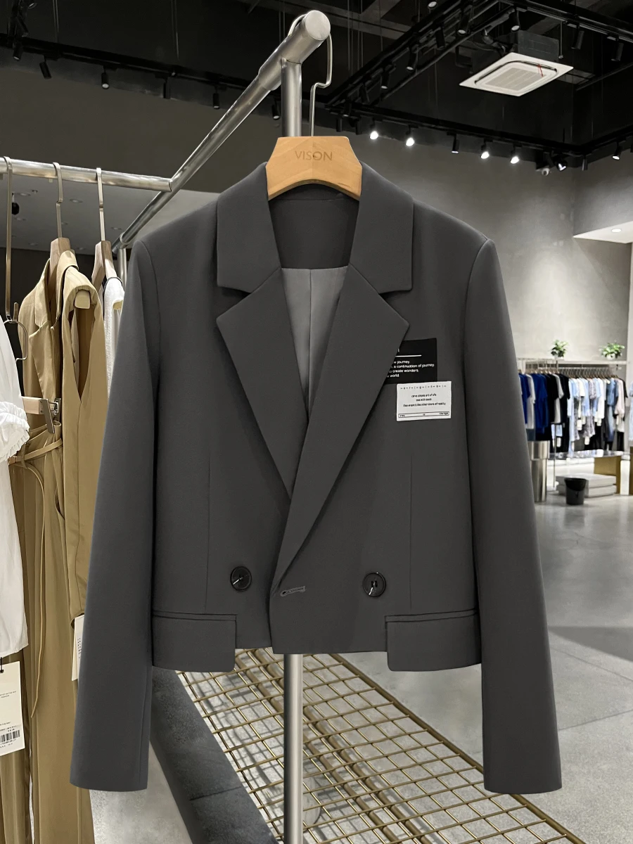 

ay Blue ort Sle College Wind Suit Jaet Women's Spring Autumn New Design Sensation West Clothes Upper Body