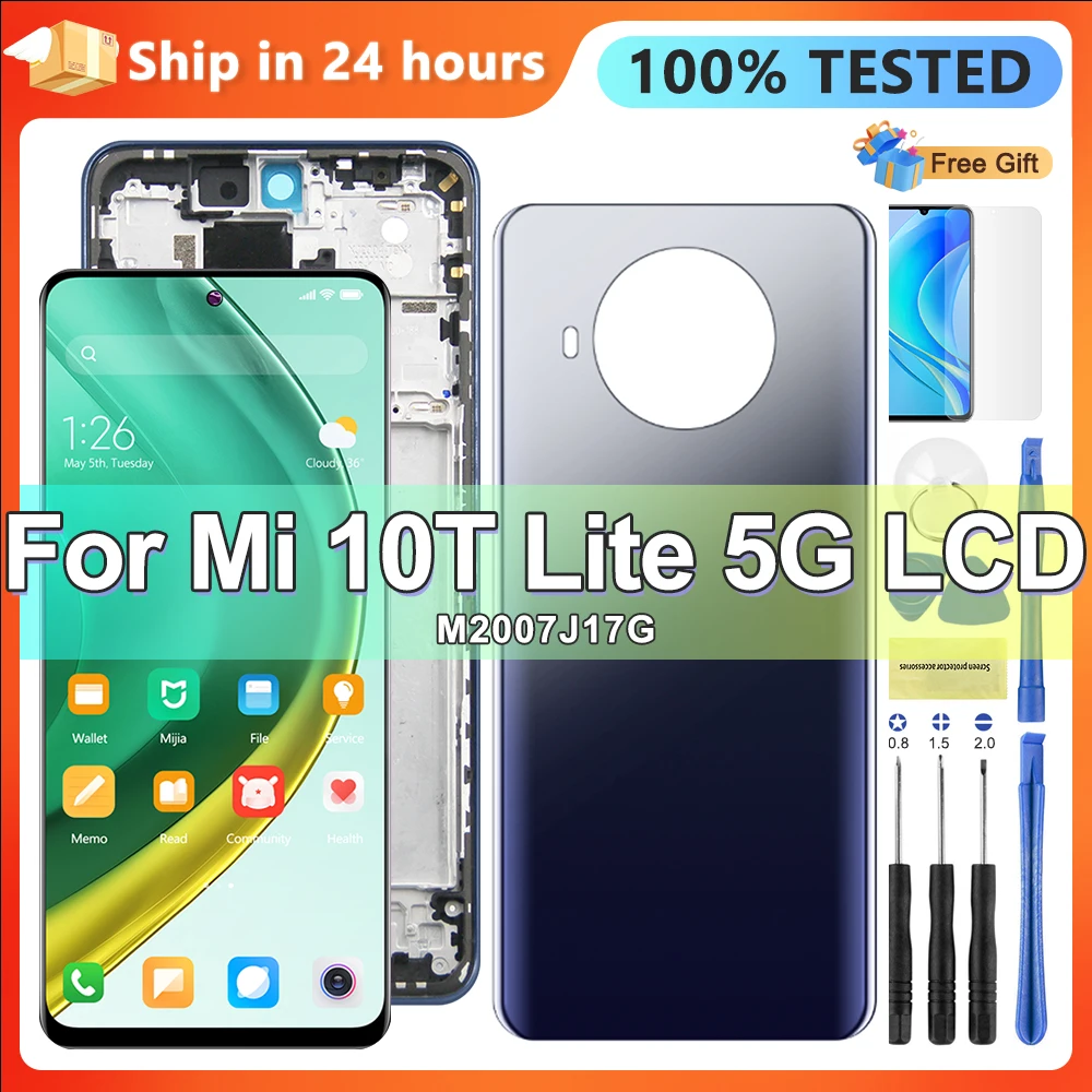 6.67'' LCD Mi 10T Lite 5G Screen Replacement, for Xiaomi Mi 10T Lite 5G M2007J17G LCD Display Touch Screen Digitizer with Frame