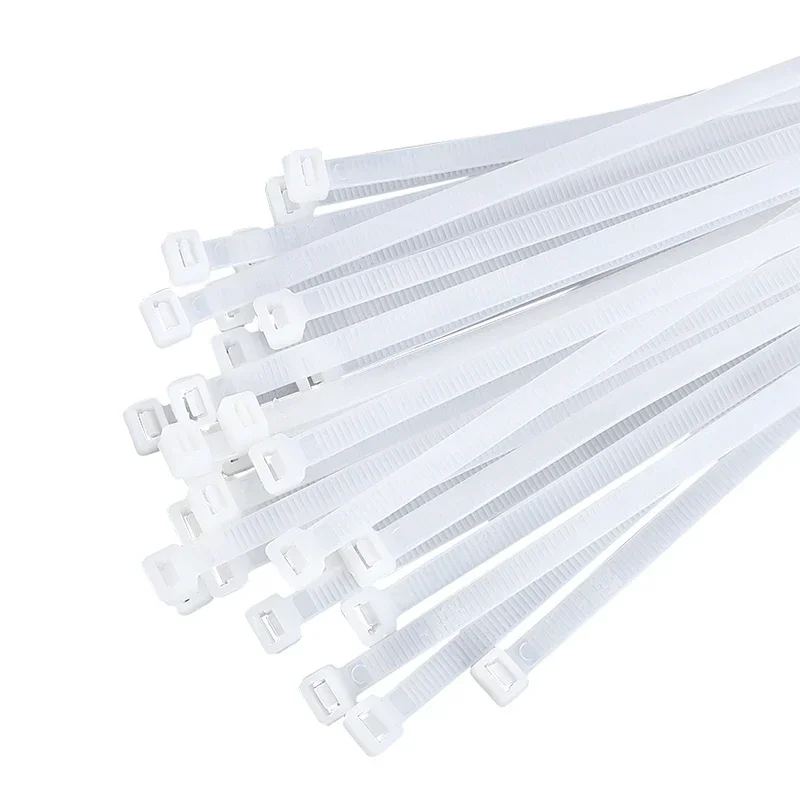 500/1000PCS/bag Self-locking Plastic Nylon Tie White Zip Wraps Strap Nylon Cable Tie Set Fastening Ring Loop Wire Wrap