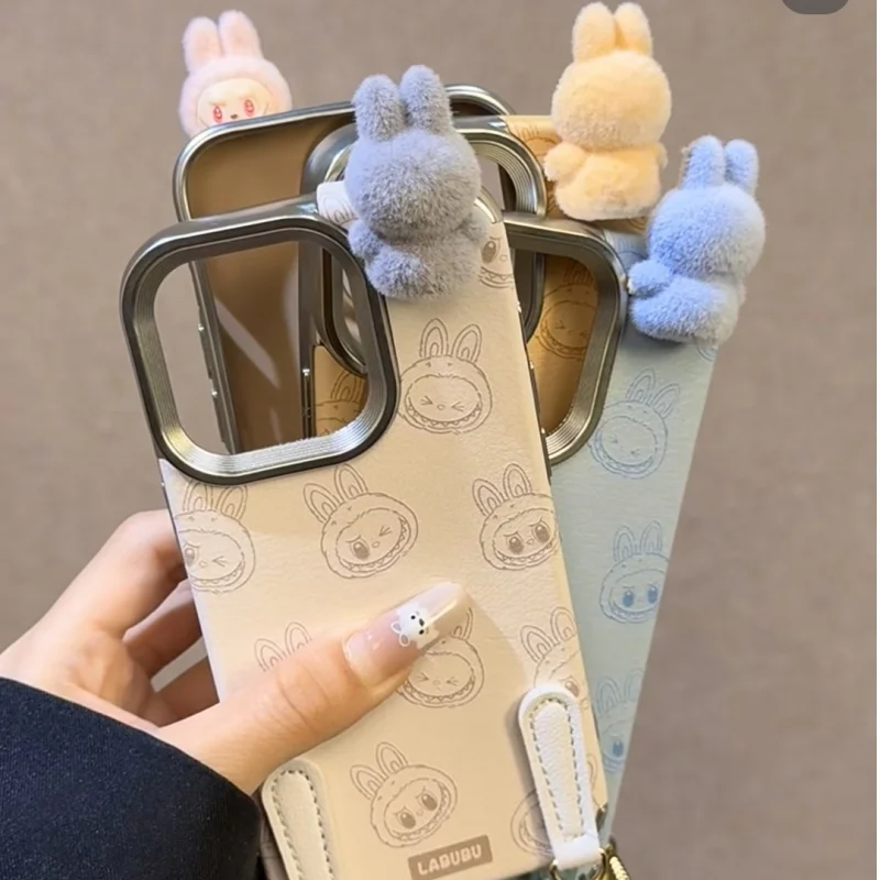 

New Hot Ins Cartoon Cute 3d Labubu Handheld Rope Phone 16 Phone Case Phone 15 Promax All Inclusive 14 Pro Anti Drop 13 Pro