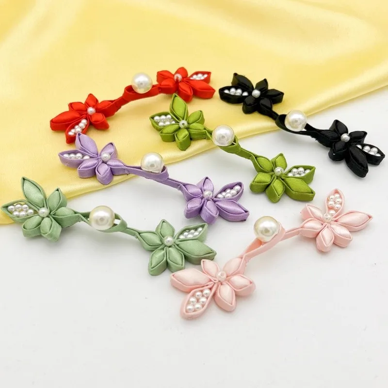 2 قطعة أزرار الملابس الصينية التقليدية شيونغسام للملابس زر أزهار الكرز اللؤلؤ الرجعية