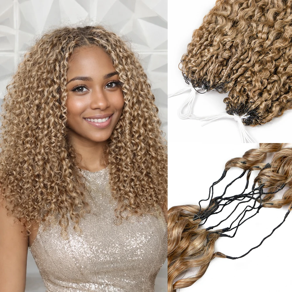 

Наращивание волос Kinky Curly Feather Crochet из натуральных человеческих волос, медово-русые, без узлов, многоразовые, предварительно разделенные, для женщин