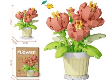 Building Block Flower Potted Plant Ornament Small Size Sunflower Rose Lily DIY Compatible with LEGO Building Block Toys for Girl 28