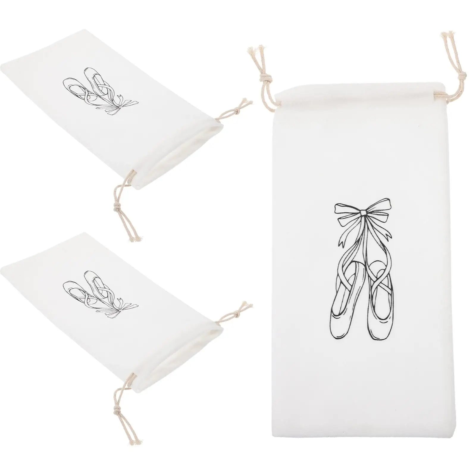 

3Pcs BalletShoesBag WomenGirls CottonStorageBags DrawstringDanceShoePouches LightweightWashable SportsBag ShoeStorageBag