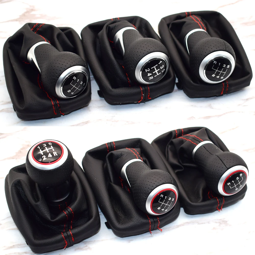 Hight Quality 5/6 Speed Complete Black Gear Shift Knob Leather Gaiter Boot Cover For Audi /A3 /S3 8L 2001 2002 2003