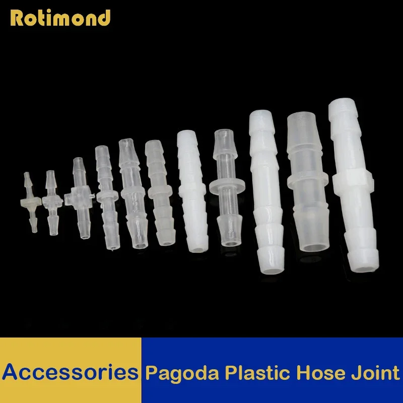 

Pagoda Plastic Hose Joint 1.6 2.4 3.2 4 4.8 5.6 6.4 8 9.5 10 mm Pipe Hose Connector Accessories 10pcs