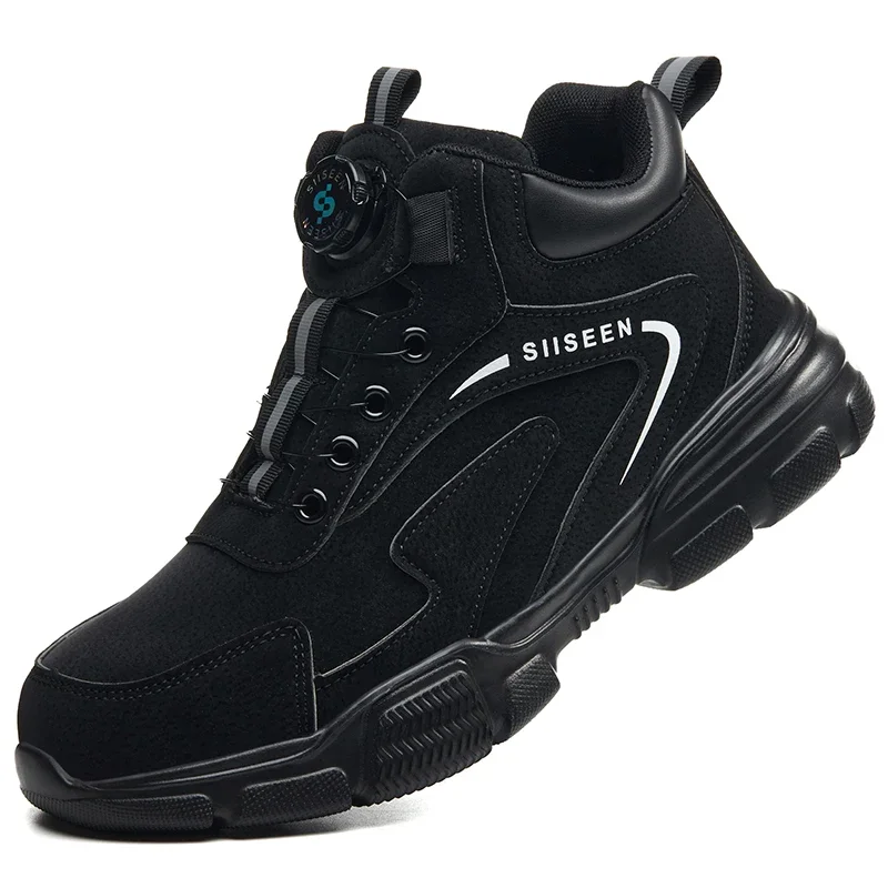 Men Winter Anti smash Anti puncture Safety Shoes Rotating button Work Safety Boots Security Protection Work Steel Toe Shoes
