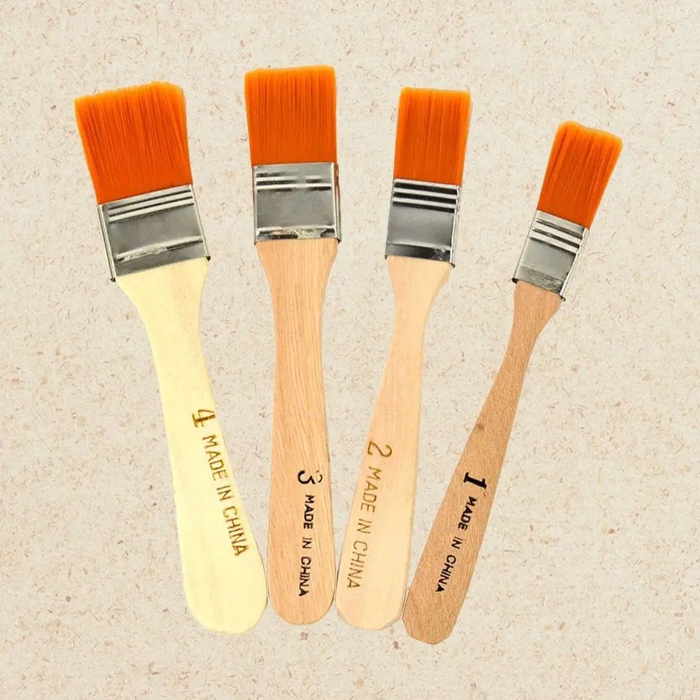 4Pcs Wooden Handle Nylon Brushes Hair Acrylic Oil Painting Brush Kit For Artist Drawing Cleaning Dust