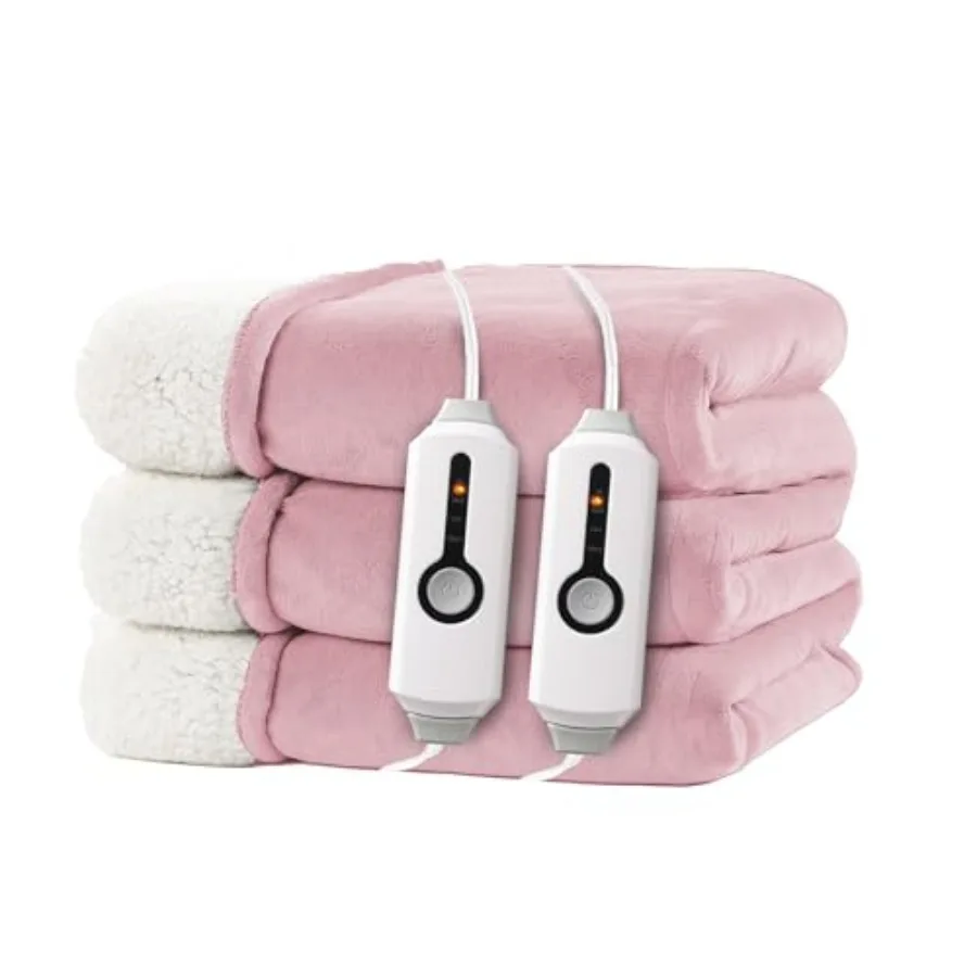 

Electric Heated Blanket King Size 90"x100" - Dual-Sided with Microplush and Sherpa Fabric 4 Heat Settings and 10 Hours Auto Off
