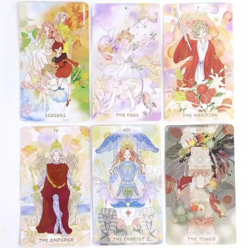 Serenity Romantic Revival Begins 80pcs Fate Divination Tarot Cards Fortunetelling Card Games Party Board Game 10.3*6cm