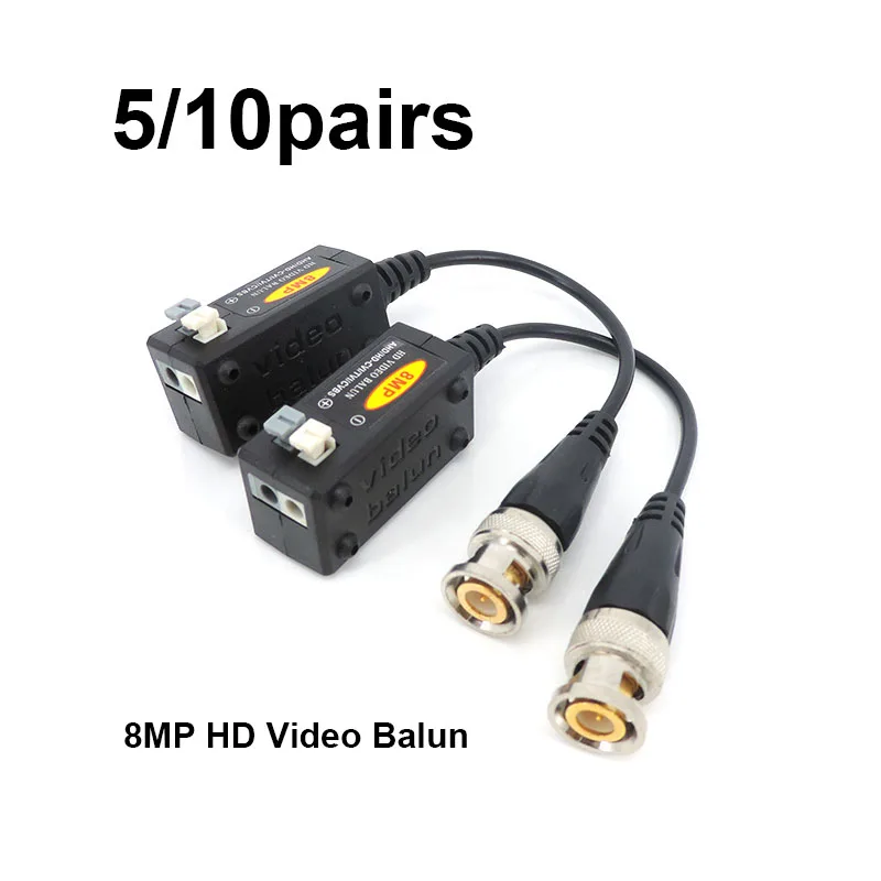 Imagem -02 - Passiva hd Vídeo Balun Transmissão Cctv Transmissor Torcido para Ahd Cvi Tvi Câmera e1 8mp 4k Bnc Pares 10 Pares