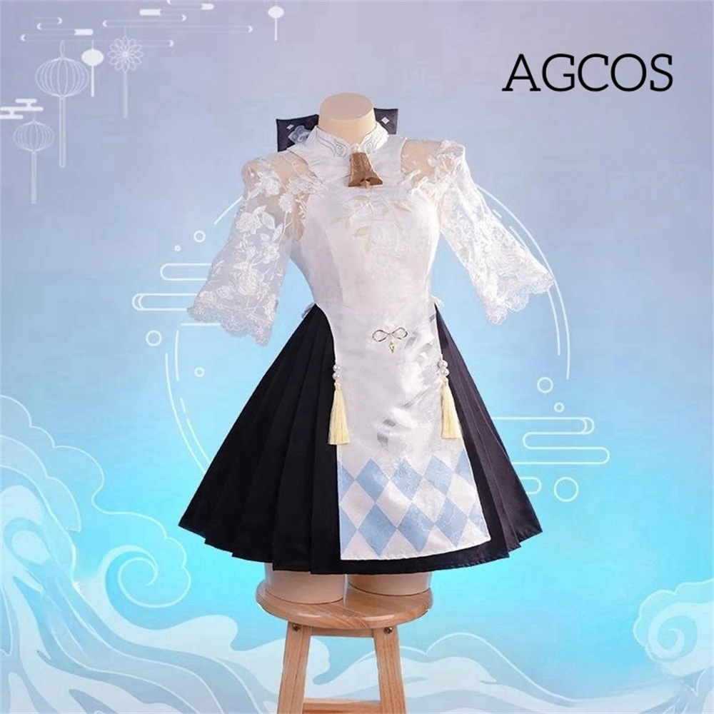 AGCOS Ganyu Doujin Cheongsam Cosplay Game Genshin Impact Cosplay Costume Ganyu Christmas Daily Dress Costumes