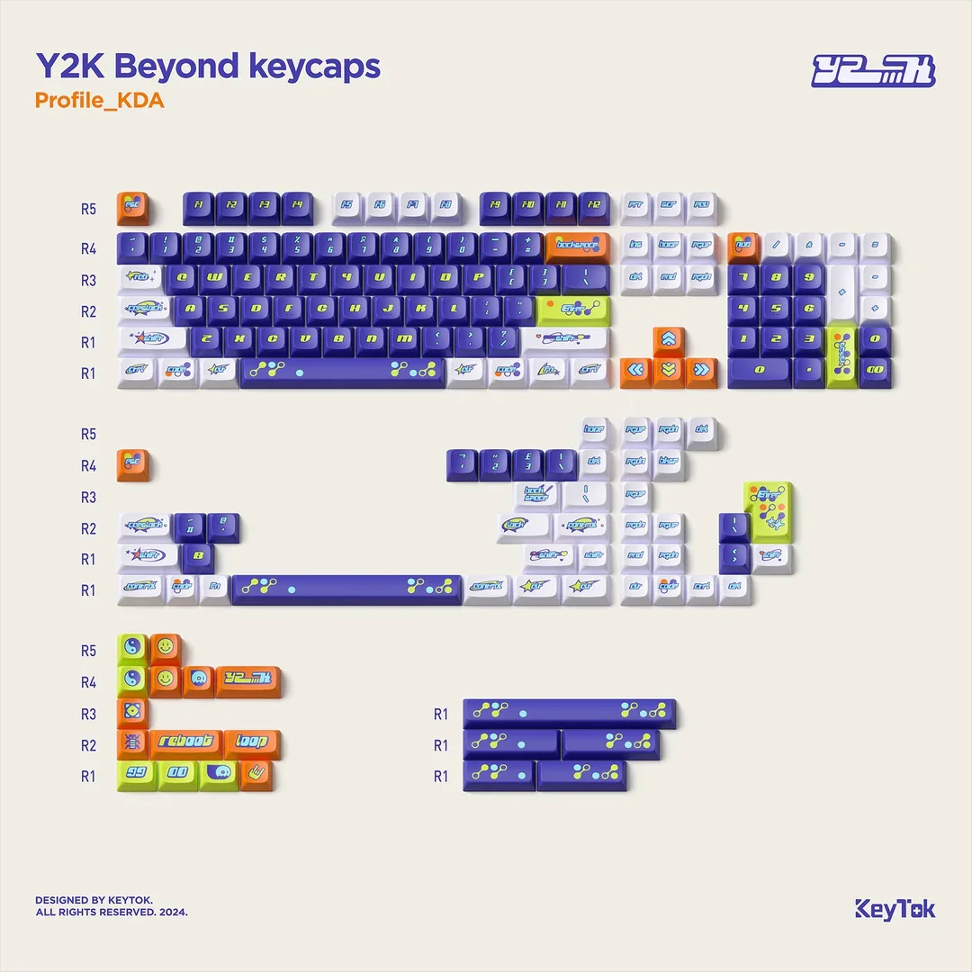 Imagem -05 - Keycaps com Wave Keycaps Kda Dye-sub Pbt Beyond Beyond Keycaps Y2k Kda Keycaps do Passado