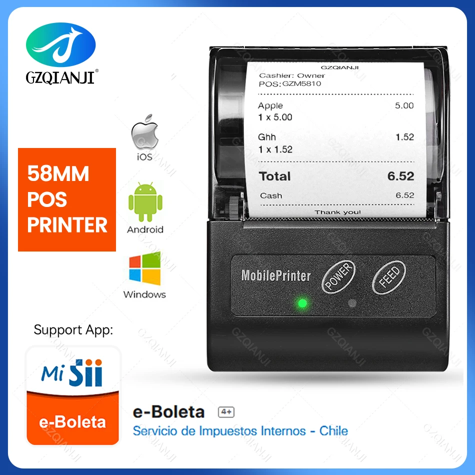 Loyverse pos sii e-boleta androidミニbluetoothワイヤレスサーマルレシートプリンタ58ミリメートル法案機メーカー紙ロール印刷