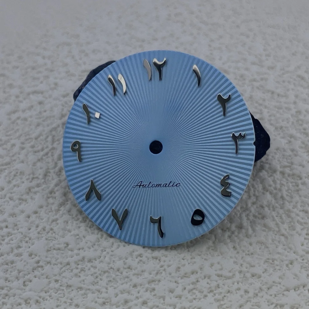 28.5mm s dial pressão de óleo irradiar dial acessórios relógio algarismos árabes sem calendário literal ajuste movimento nh35