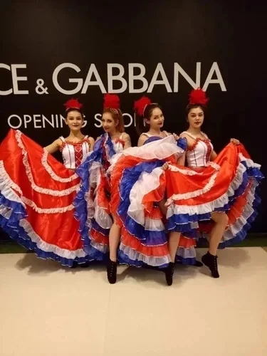 Franse Can Can Dance Kostuum Can-Can-Jurken Hoofddeksels Cancan Toneelvoorstelling Opening Danskleding Outfits