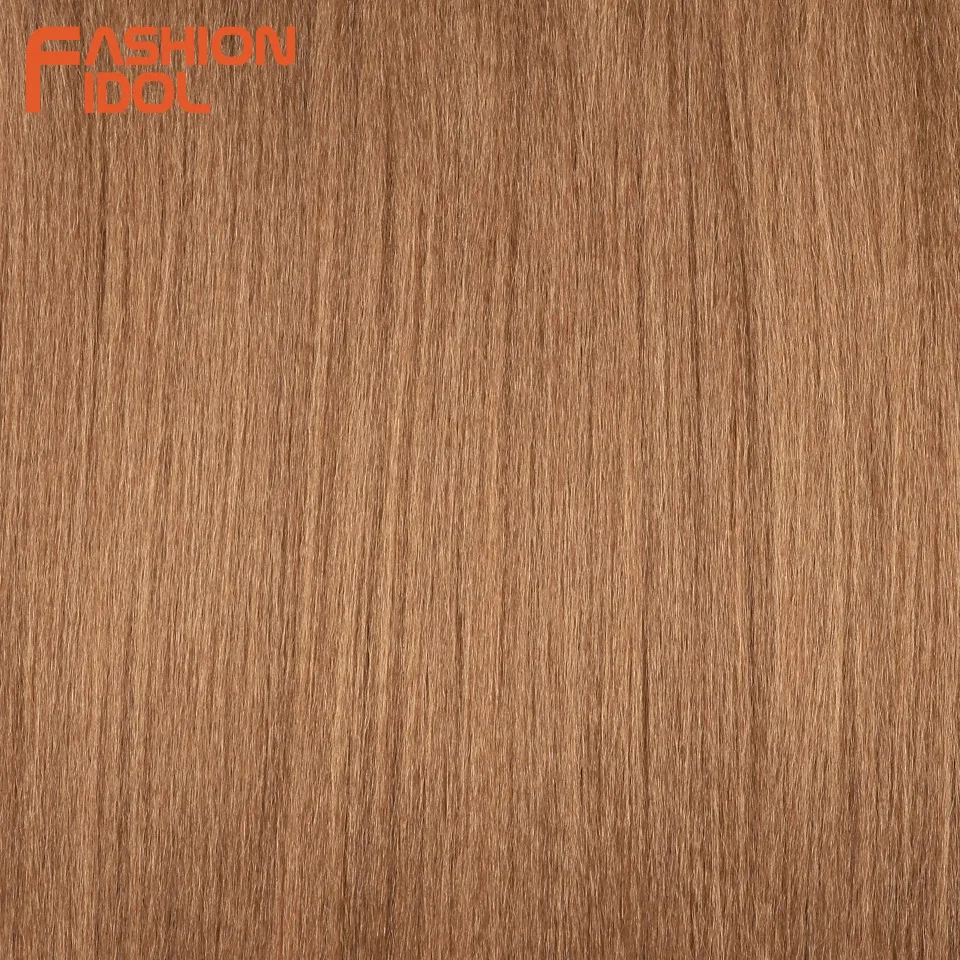 FASHION IDOL 24inch/60cm 210g/3pcs Fluffy Straight Hair Bundles Crochet Hair Synthetic Braiding Hair Ombre Brown Hair Extensions image 6