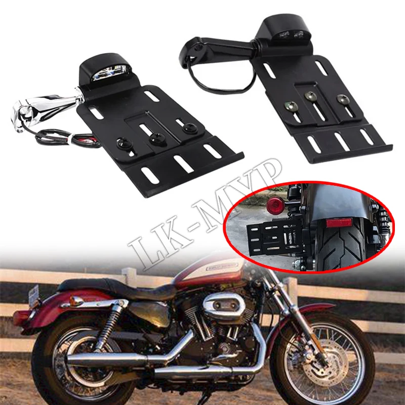 

Motorcycle Accessories Foldable Side-Mount License Plate Frame Fender with LED Light Fit For Sportster XL 1200 883 2004-2016