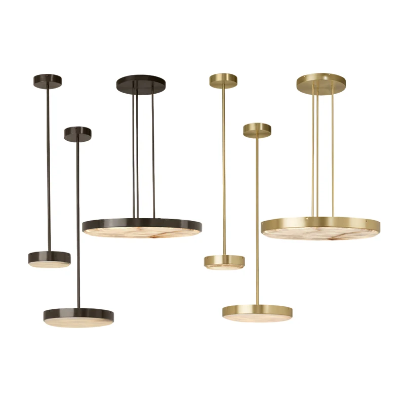 

2025 Trendy Round 20-80cm Marble Chandelier Alabaster Hanging Lamp Suspension Luminaire Lampen For Foyer Dinning Room Foyer
