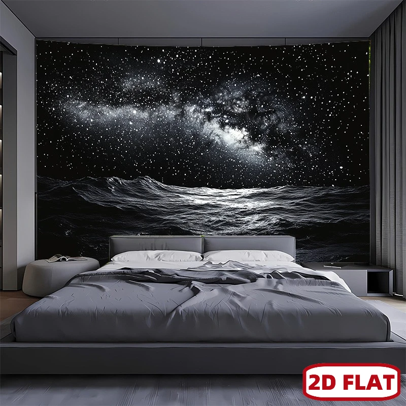 Majestic Galaxy Stars Ocean Waves Tapestry Large Wall Hanging Decoration Cosmic Space Art Bedroom Decor Backdrop