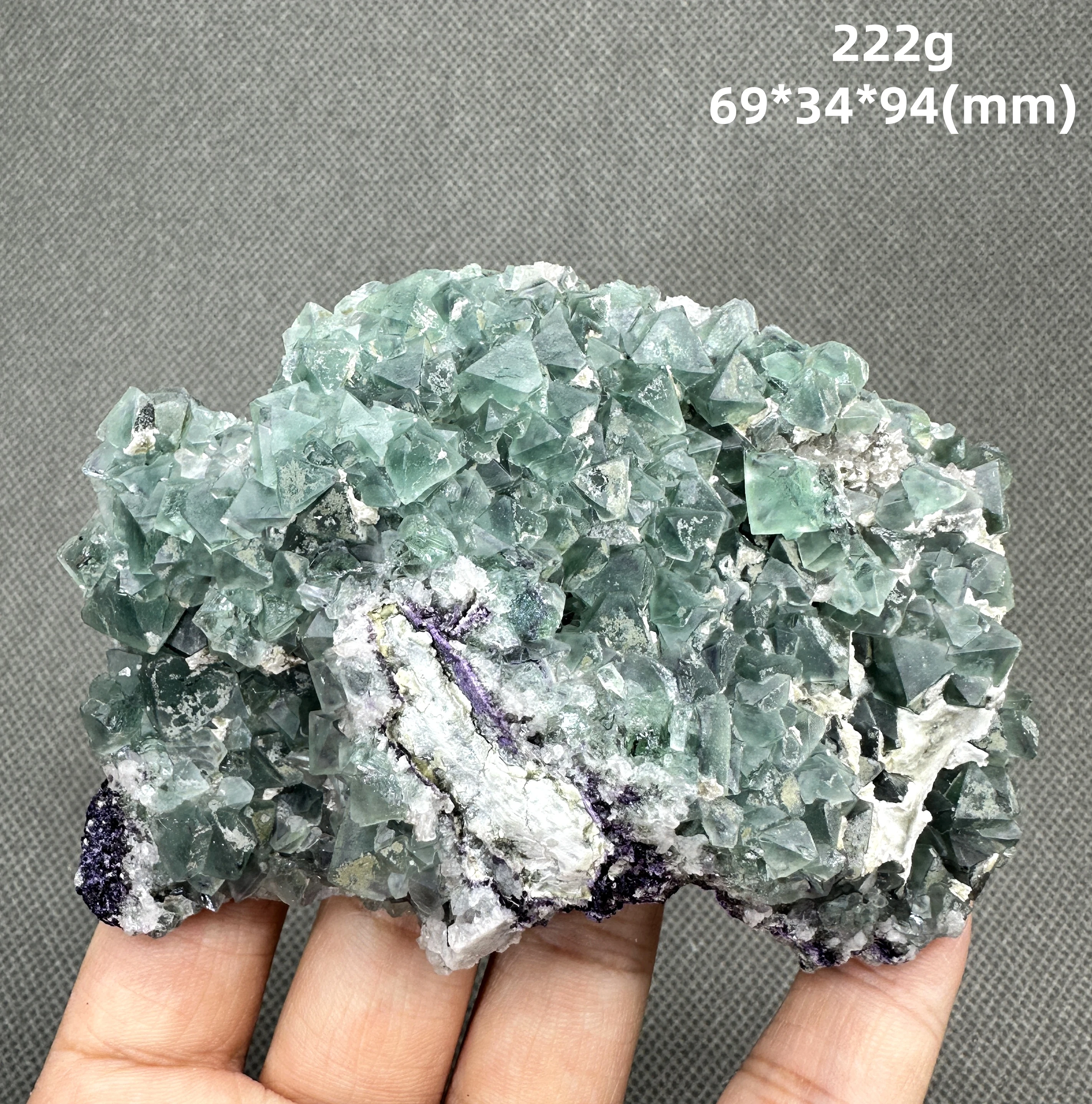 Natural Inner Mongolia octahedral green fluorite mineral specimens + healing quartz crystals and stones rock gemstone view 3