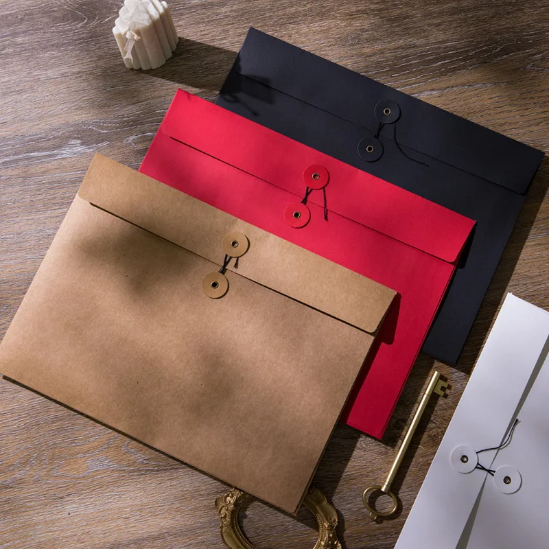 30 шт./лот, утолщенный конверт для документов, 250 г, бумажные конверты большой емкости формата А4, завязанная пряжка, контрактная офисная деловая сумка для канцелярских принадлежностей