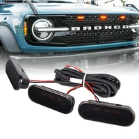 Luces de parrilla delantera de 3 piezas para Ford Bronco 2021-2024 Badlands Wildtrak Everglades de 2 puertas y 4 puertas
