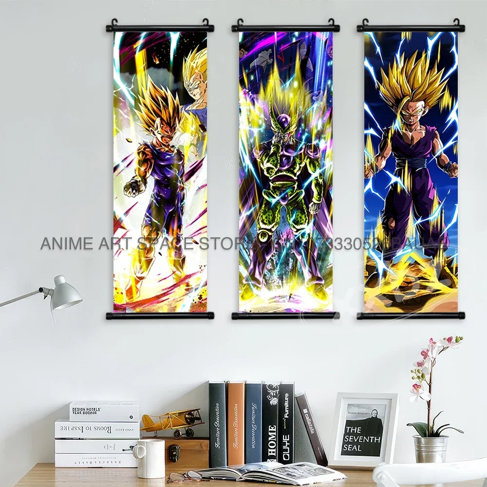 Dragon Ball Z Hängende Gemälde Zimmer Dekoratives Poster Hot Blooded Anime Saiyajin Scrolls Bild Gotenks Vegeta Cartoon Wandkunst – Detail 4