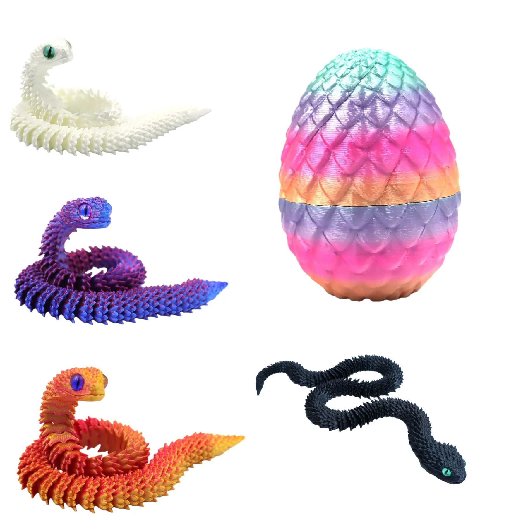 ثلاثية الأبعاد الطباعة عمل الشكل ثعبان البيض اللعب الإبداعية الإجهاد الإغاثة شخصيات كرتونية المنقولة دوران سطح المكتب الحلي هدية #4