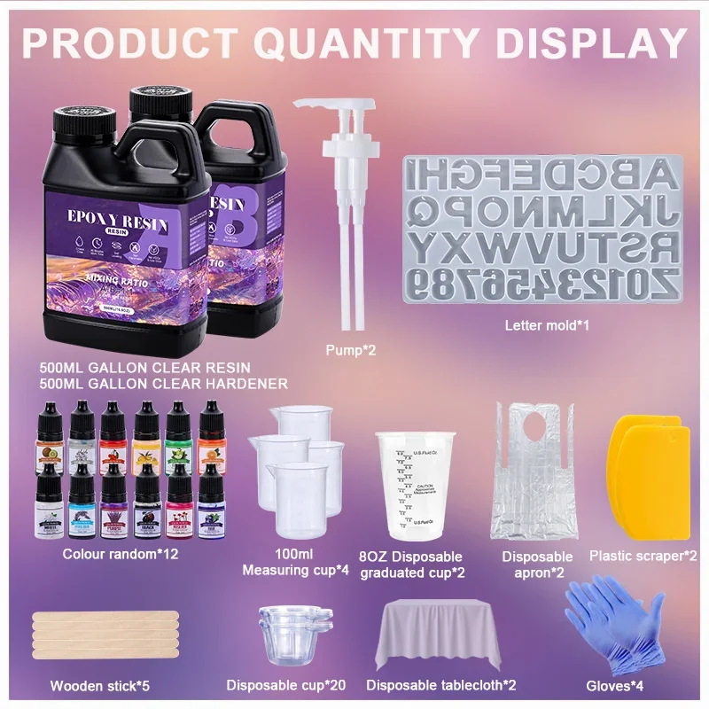 Epoxy Resin Kit Crystal Clear Epoxy Resin Kit No Yellowing No Bubble Art Resina Casting Resins for Art Crafts Jewelry Making