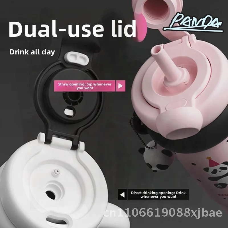 

Чашка-термос Yanis3 для женщин с соломинкой, большая емкость, внутренняя подкладка из нержавеющей стали 316, портативная бутылка для воды Ice Bully Panda