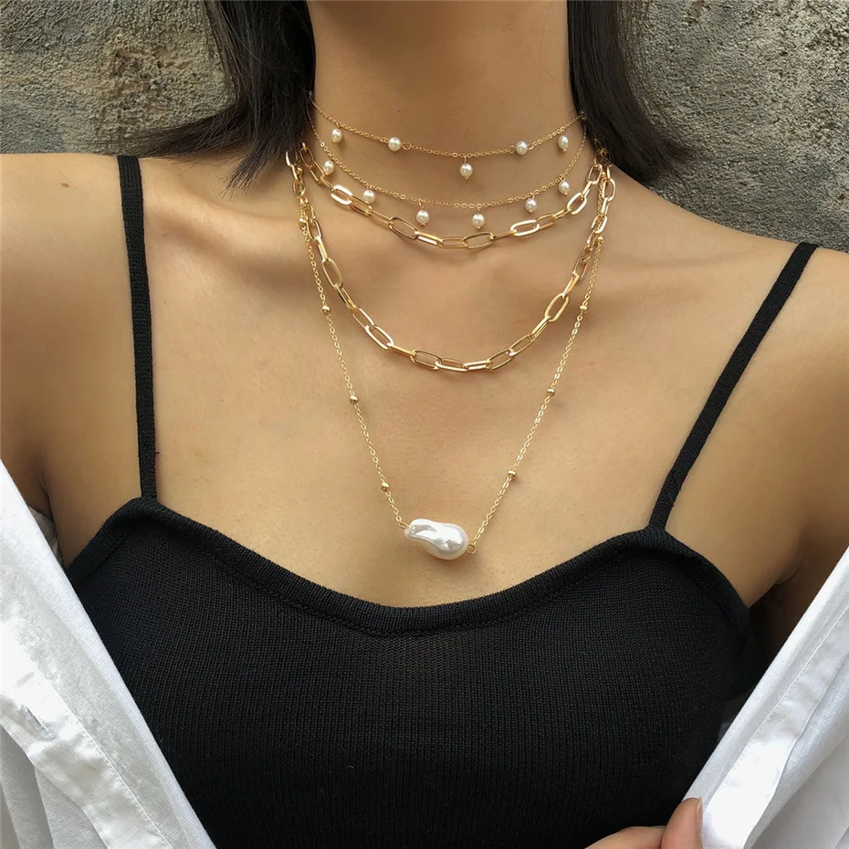IngeSight.Z Bohemian Multi Schicht Nachahmung Perle Quaste Choker Halskette Kragen Erklärung Anhänger Halskette für Frauen Schmuck – Detail 18