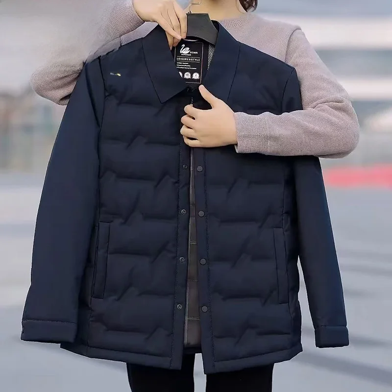 

Lightweight Dad down Jaet Autumn Winter Men's Faion Middle-Aged And ly Clothing Busin Casual Sle Polyester Fiber