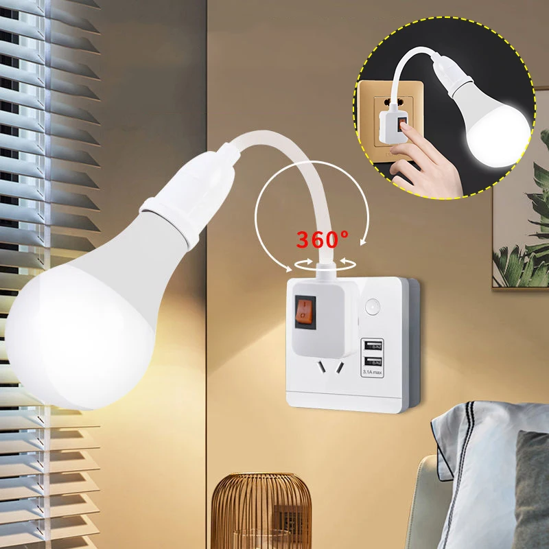 1 szt. 220V żarówka LED E27 Adapter gniazdo podstawka oprawka lampy konwerter z przełącznikiem EU UK wtyczka lampa energooszczędna na stół