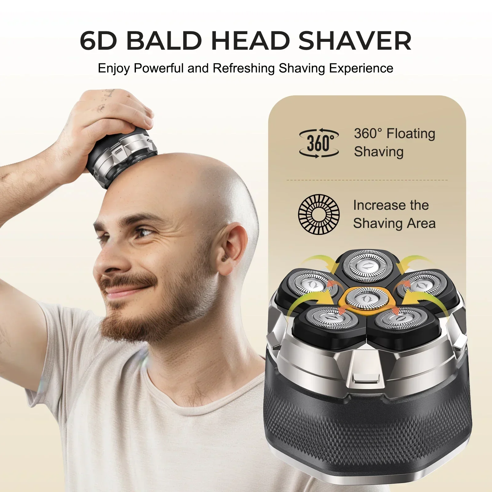 Sweker Head Shaver for Bald Men Magnetic Electric Razor for Men IPX7 Waterproof Rechargeable Beard Shavers image 2