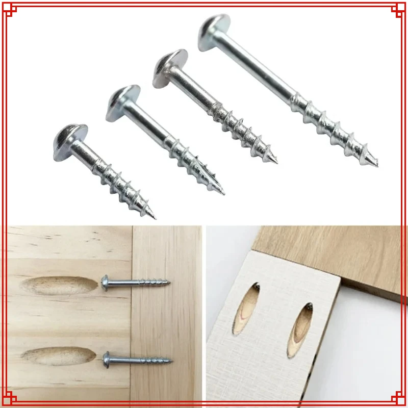 

50/100PCS Woodworking Antirust Oblique Hole Self-tapping Screws High Strength Galvanized Nails for Pocket Hole Jig ST4-25 ST4-38