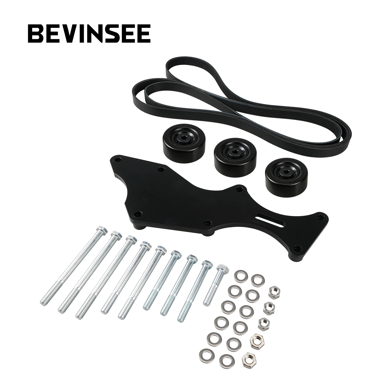 

BEVINSEE LS Triple Alternator Bracket Kit For Chevy/GM Vortec Engine 2000-2013 4.8 5.3 6.0 6.2 V8 for GMC Yukon Cadillac Hummer