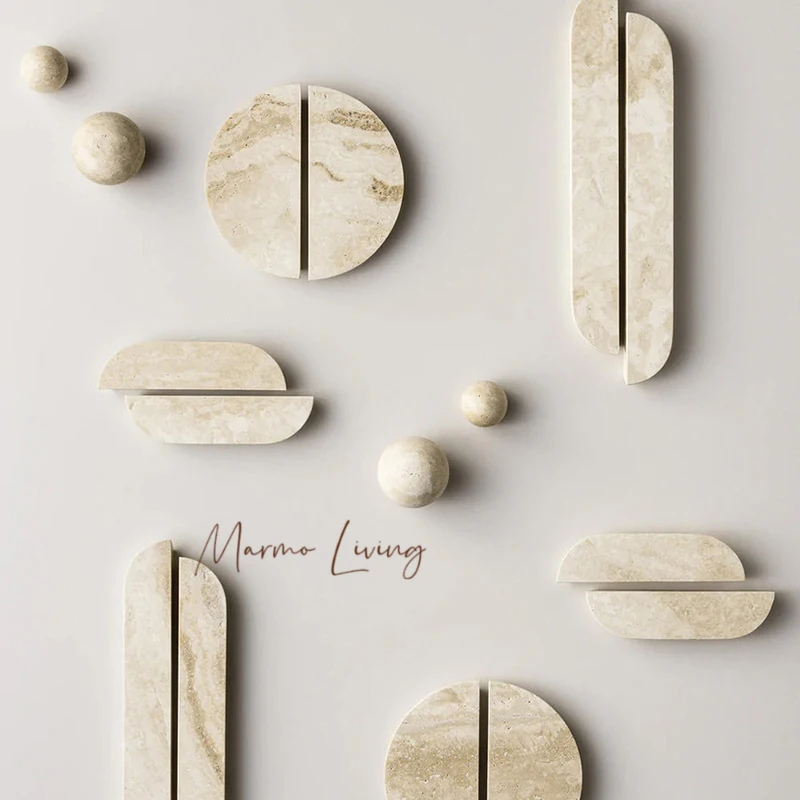 

100% natural marble French quiet style porch wall beige cave stone handle villa creative home decoration small handle