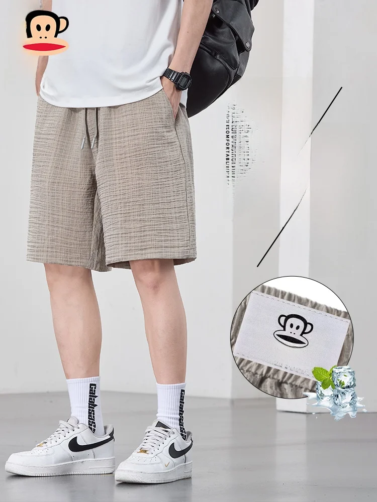 

PaulFrank Qui Dry Ice Silk Men's orts Summer Thin American Retro Trendy Brand Five-Point Casual Pants Loose Straight Leg